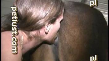 Chestnut pony and sleazy guy in fantastic homemade zoophilia