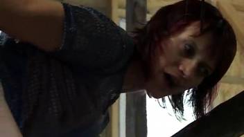 Ginger-haired vixen directs a stud's dick into her snatch