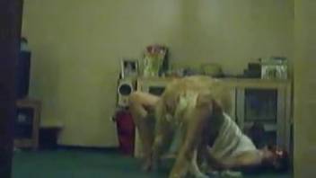 Smelling and screwing the lady in authentic homemade animal enclosure videos
